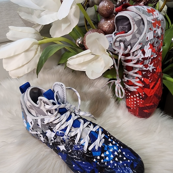 Under Armour Mens Spotlight Clone MC LE Red White Blue Football Cleats new - Picture 4 of 5